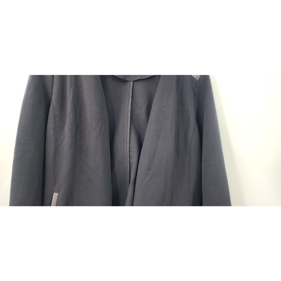 Eileen Fisher Angle Front Viscose Ponte Jacket Black Leather Jacket Medium - Picture 4 of 12